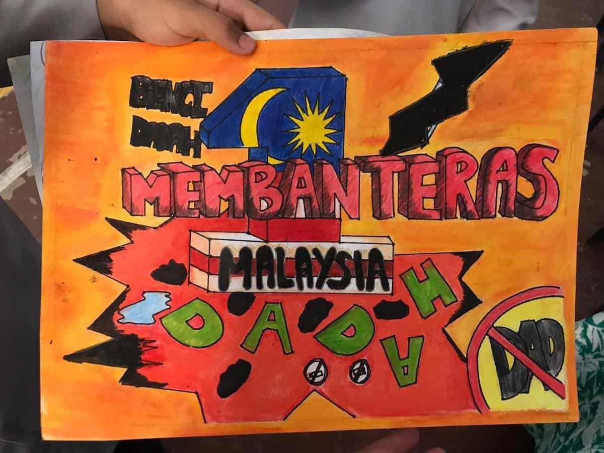 Poster Anti Dadah (Contoh Lukisan Yang Senang, Cantik dan Mudah)
