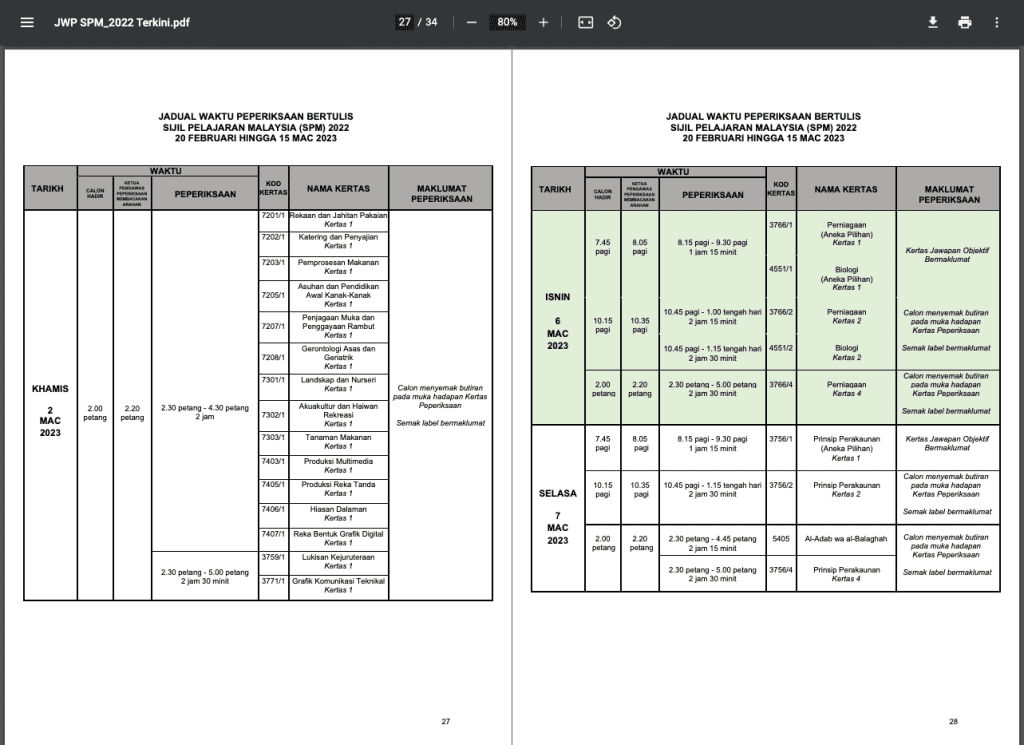 Jadual & Tarikh SPM 2023 (Batch 05, Form 5 2022)